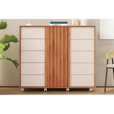 Cômoda Pegasus 5 Gavetas em MDF com Portas e Rodízios Off White para Quarto