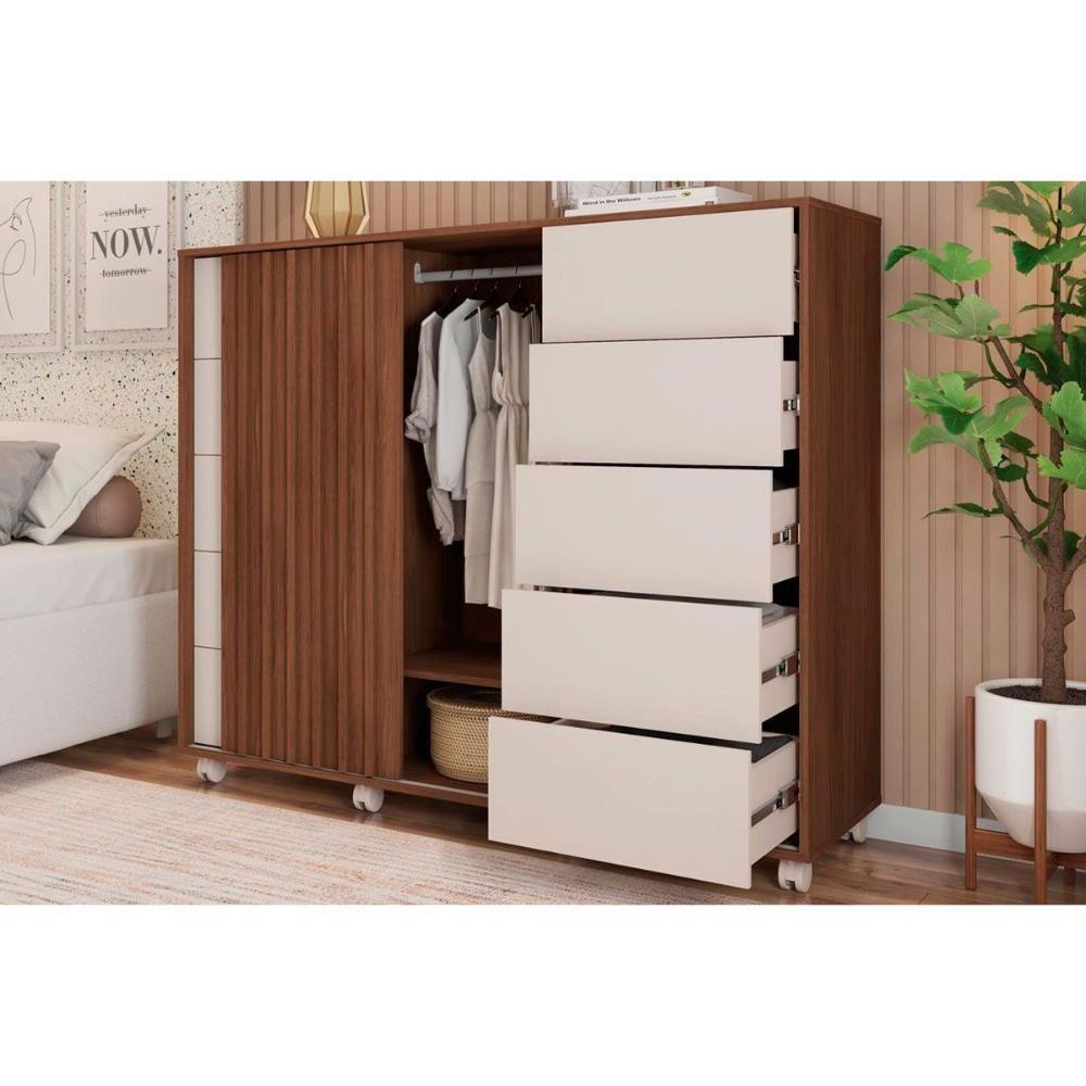 Cômoda De Quarto Pegasus C- 2 Portas E 5 Gavetas Buriti-off White - Caemmun - 3