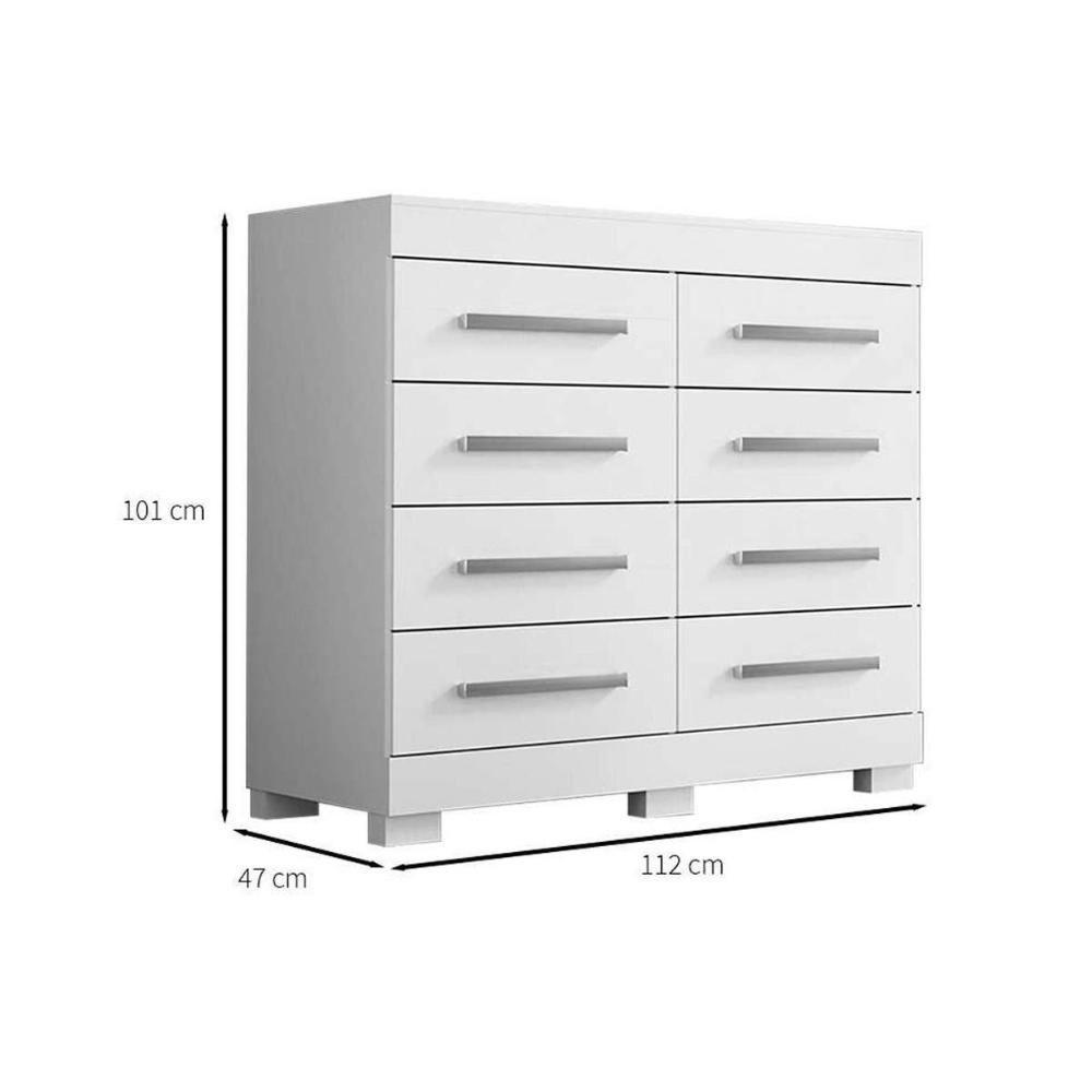 Cômoda De Quarto Nalu C- 8 Gavetas Cinamomo-off White - Acp - 3