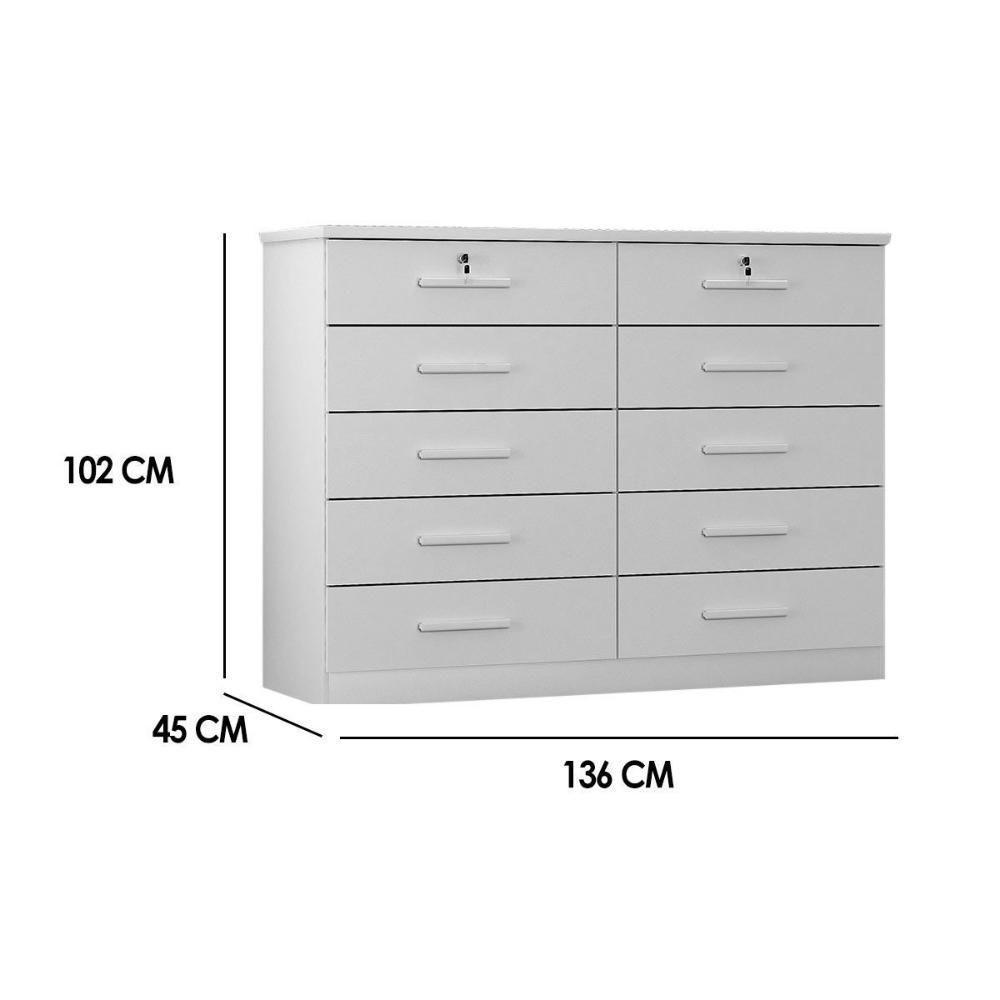 Cômoda De Quarto Milão-deca C- 10 Gavetas Neve - Novo Horizonte - 2