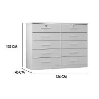 Cômoda De Quarto Milão-deca C- 10 Gavetas Neve - Novo Horizonte - 2