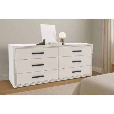 Cômoda de Quarto Valência 6 Gavetas MDF com Puxador Plástico Branco Creme