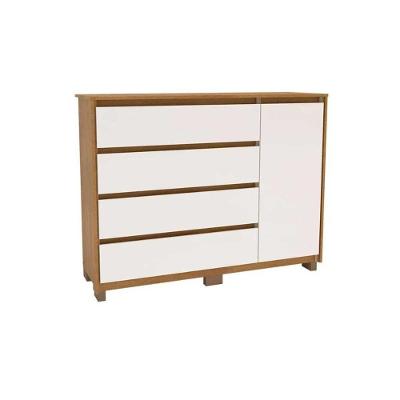 Cômoda De Quarto Coimbra C- 4 Gavetas E 1 Portas Freijo-off White - Politorno