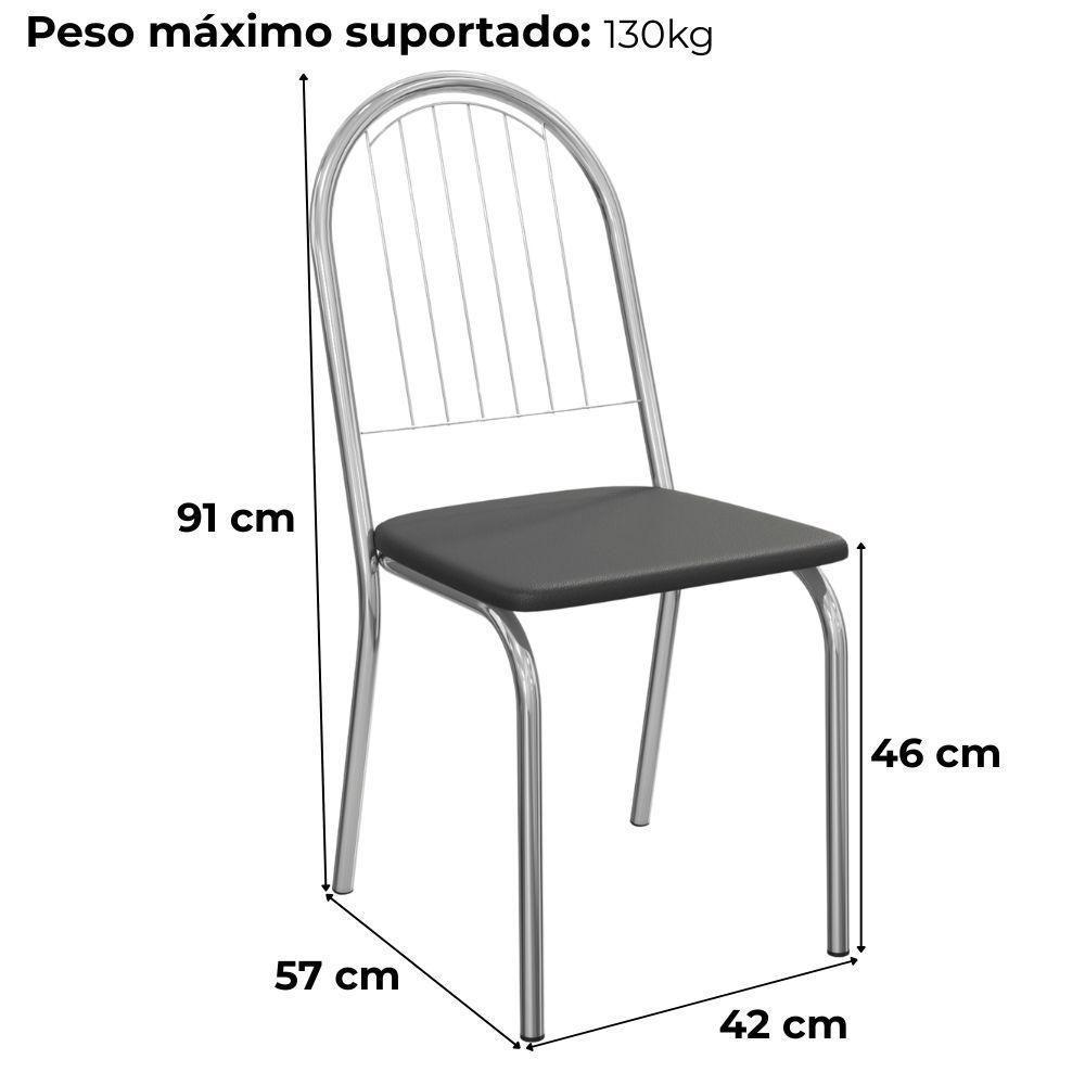 Kit 2 Cadeiras Cromada Sala Jantar 2C077CR Corino Kappesberg Preto - 3