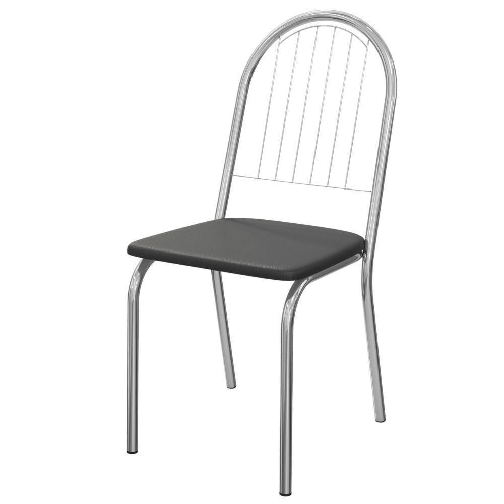 Kit 2 Cadeiras Cromada Sala Jantar 2C077CR Corino Kappesberg Preto - 5