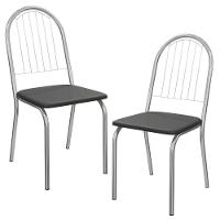 Kit 2 Cadeiras Cromada Sala Jantar 2C077CR Corino Kappesberg Preto - 1