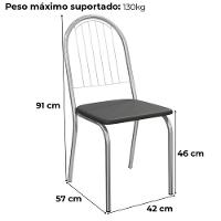 Kit 2 Cadeiras Cromada Sala Jantar 2C077CR Corino Kappesberg Preto - 3