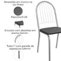 Kit 2 Cadeiras Cromada Sala Jantar 2C077CR Corino Kappesberg Preto