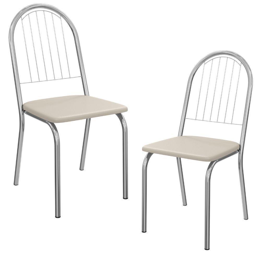 Kit 2 Cadeiras Cromada Sala Jantar 2C077CR Corino Kappesberg Nude - 1