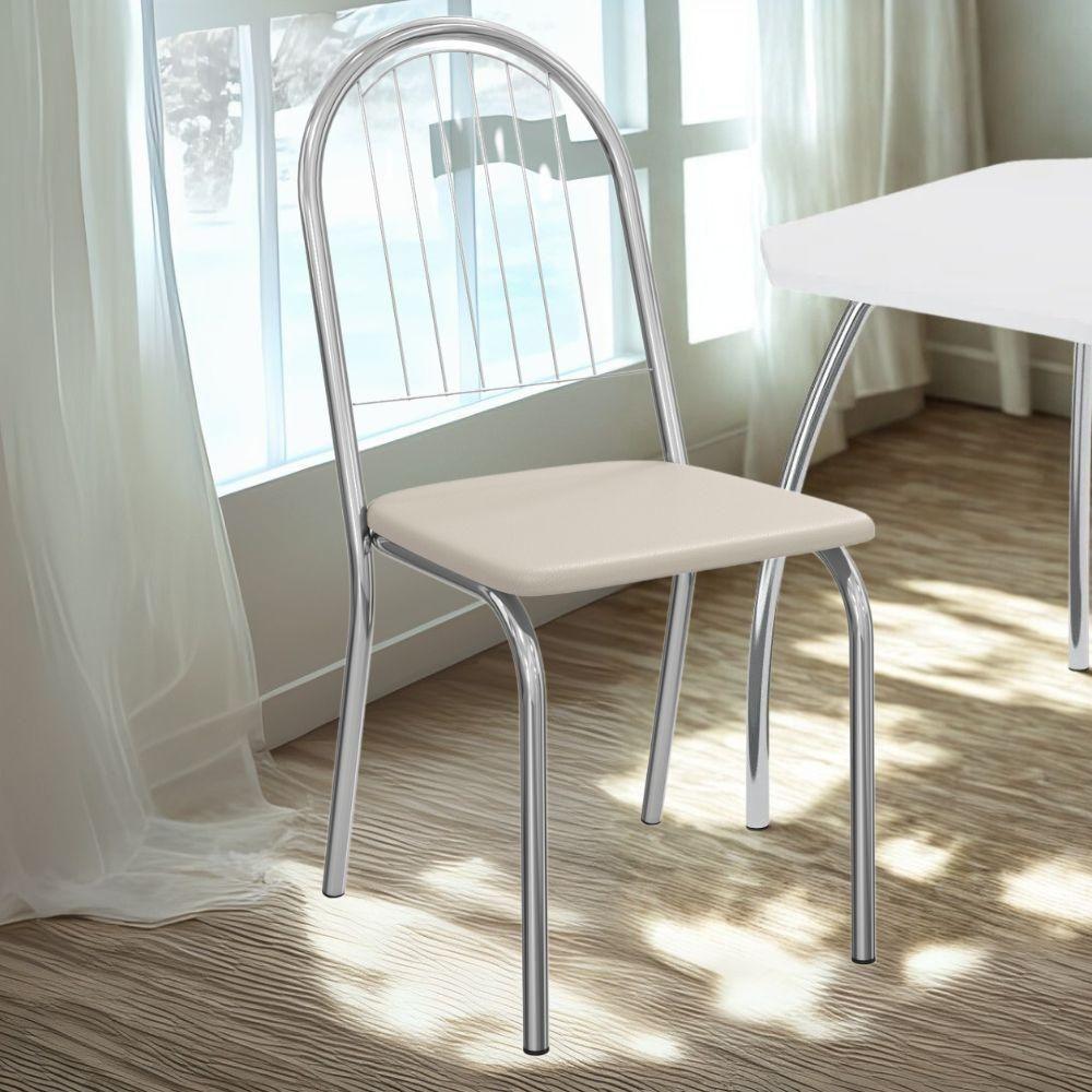 Kit 2 Cadeiras Cromada Sala Jantar 2C077CR Corino Kappesberg Nude - 2