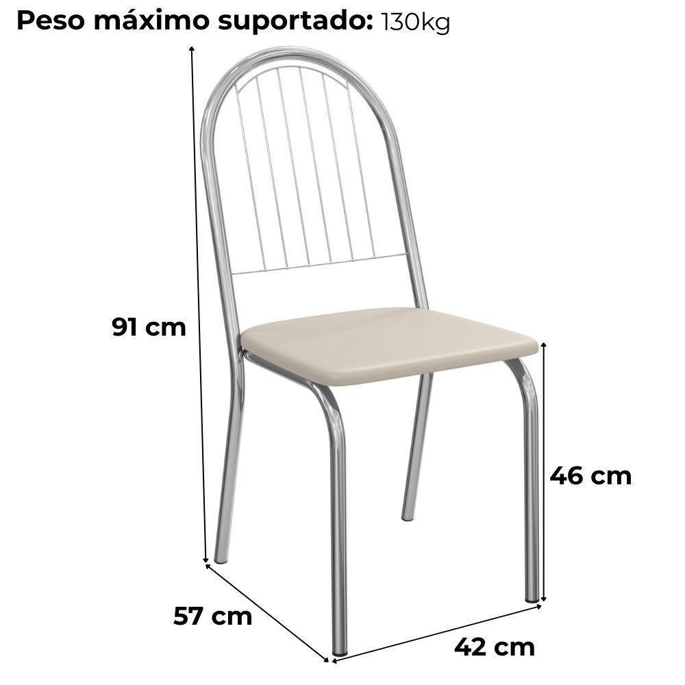 Kit 2 Cadeiras Cromada Sala Jantar 2C077CR Corino Kappesberg Nude - 3