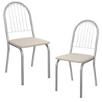 Kit 2 Cadeiras Cromada Sala Jantar 2C077CR Corino Kappesberg Nude - 1