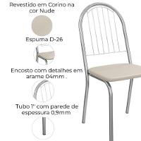 Kit 2 Cadeiras Cromada Sala Jantar 2C077CR Corino Kappesberg Nude