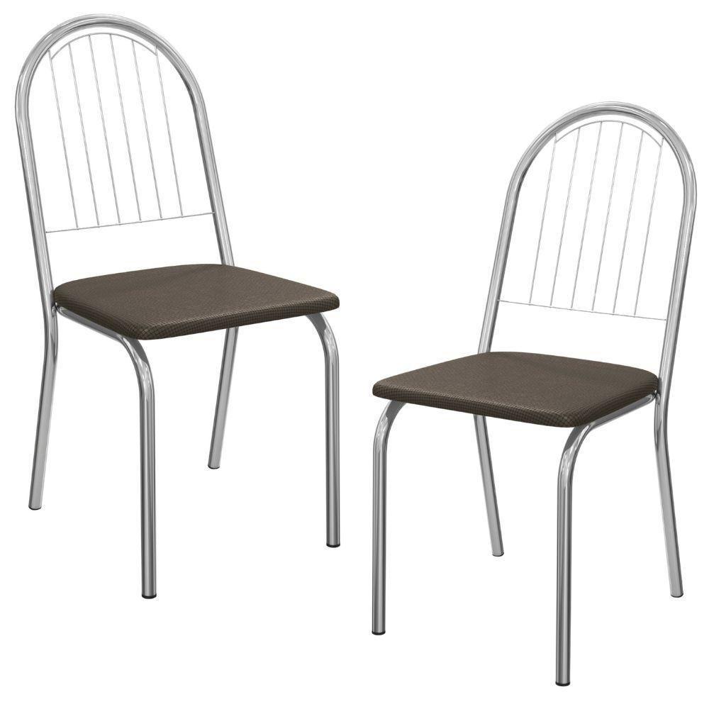 Kit 2 Cadeiras Cromada Sala Jantar 2C077CR Corino Kappesberg Marrom - 1