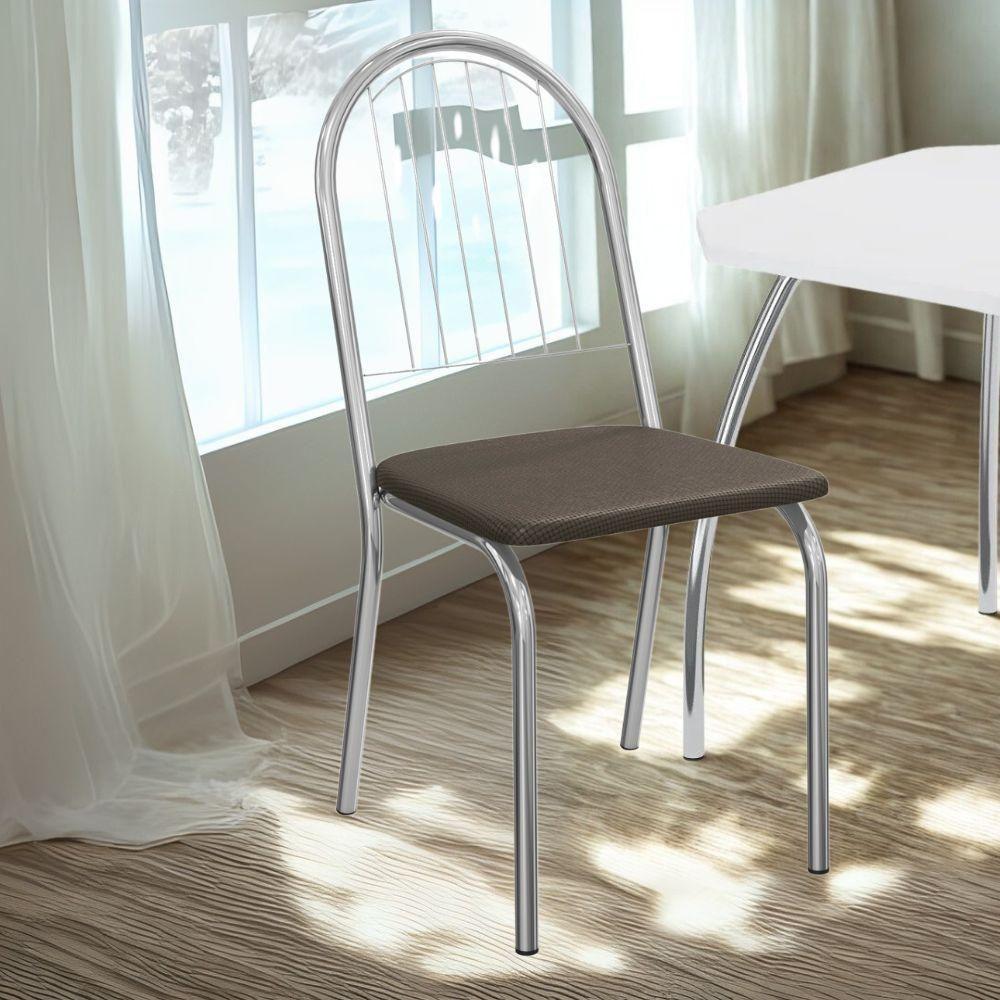 Kit 2 Cadeiras Cromada Sala Jantar 2C077CR Corino Kappesberg Marrom - 2