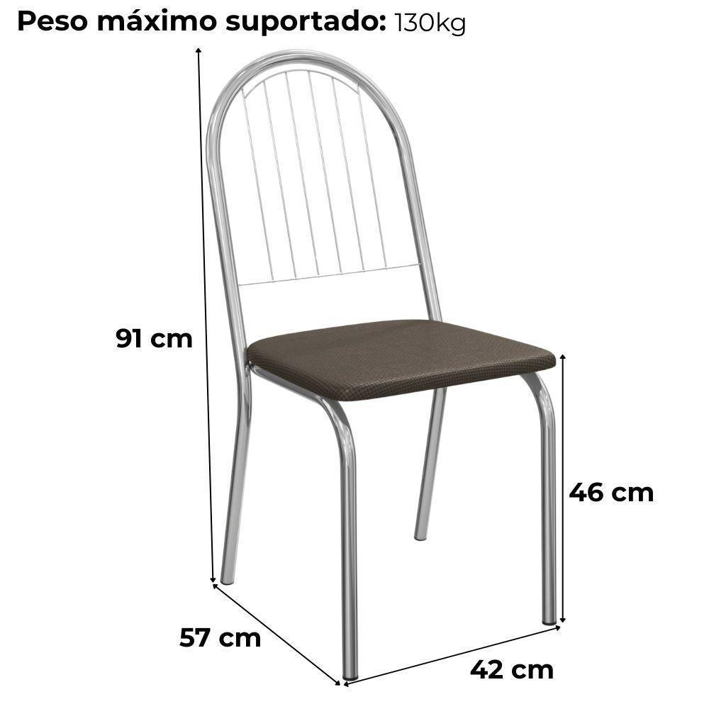 Kit 2 Cadeiras Cromada Sala Jantar 2C077CR Corino Kappesberg Marrom - 3