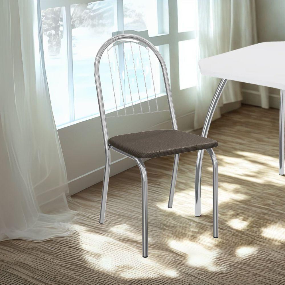 Kit 2 Cadeiras Cromada Sala Jantar 2C077CR Corino Kappesberg Marrom - 6