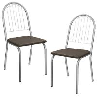 Kit 2 Cadeiras Cromada Sala Jantar 2C077CR Corino Kappesberg Marrom - 1