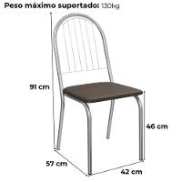 Kit 2 Cadeiras Cromada Sala Jantar 2C077CR Corino Kappesberg Marrom - 3