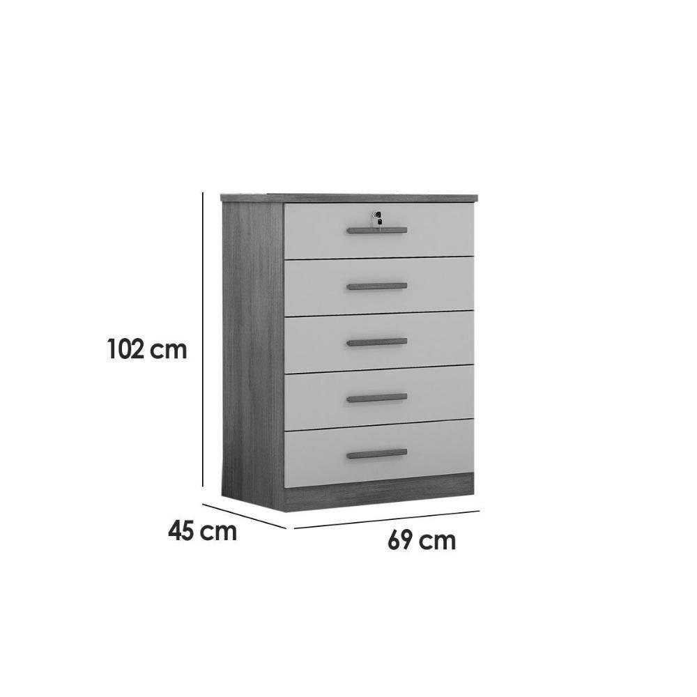 Cômoda De Quarto Suíça-austria C- 5 Gavetas Cumaru-fendi 25 - Novo Horizonte - 2