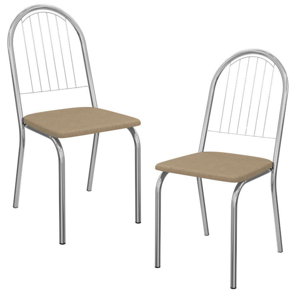 Kit 2 Cadeiras Cromada Sala Jantar 2C077CR Corino Kappesberg Capuccino - 1