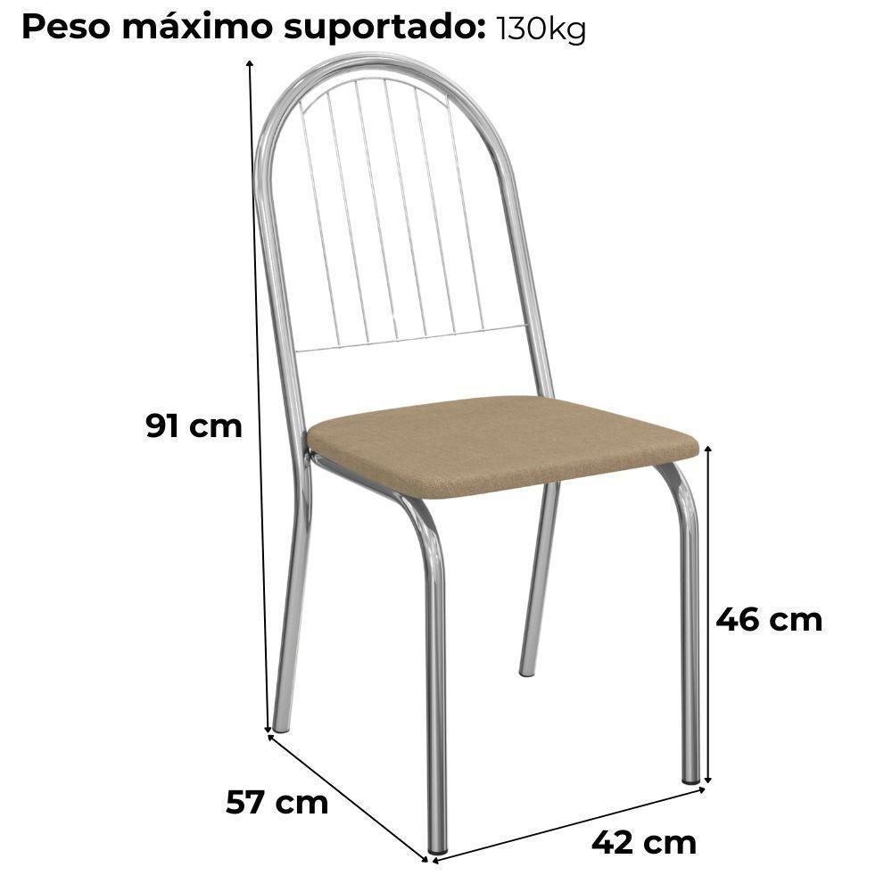 Kit 2 Cadeiras Cromada Sala Jantar 2C077CR Corino Kappesberg Capuccino - 3