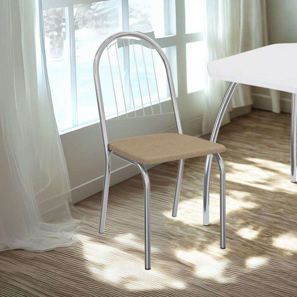 Kit 2 Cadeiras Cromada Sala Jantar 2C077CR Corino Kappesberg Capuccino - 6