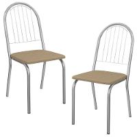 Kit 2 Cadeiras Cromada Sala Jantar 2C077CR Corino Kappesberg Capuccino - 1