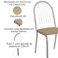 Kit 2 Cadeiras Cromada Sala Jantar 2C077CR Corino Kappesberg Capuccino