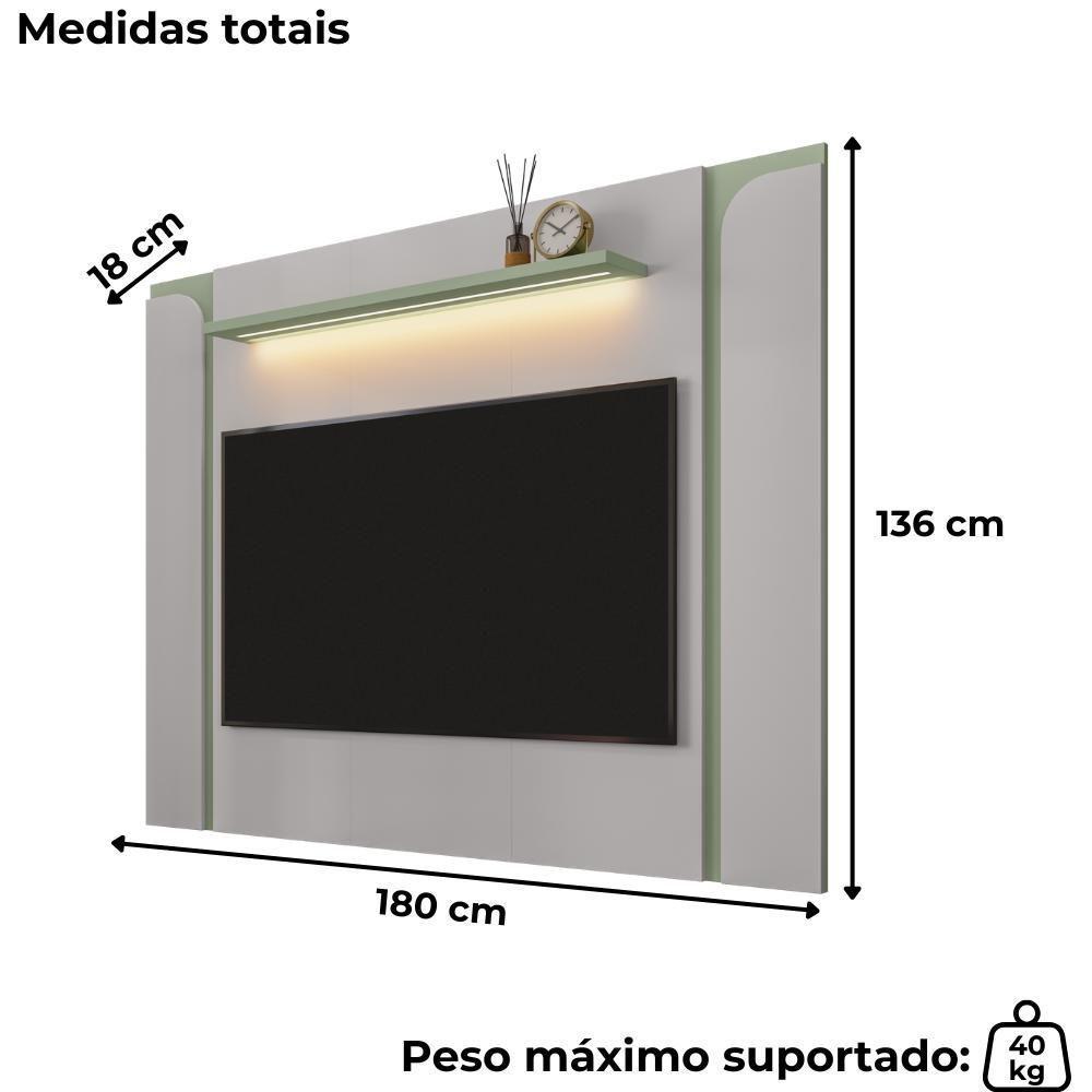Painel Suspenso TV 75 Polegadas 180 Cm Maresias Bechara Off White Pistache - 3