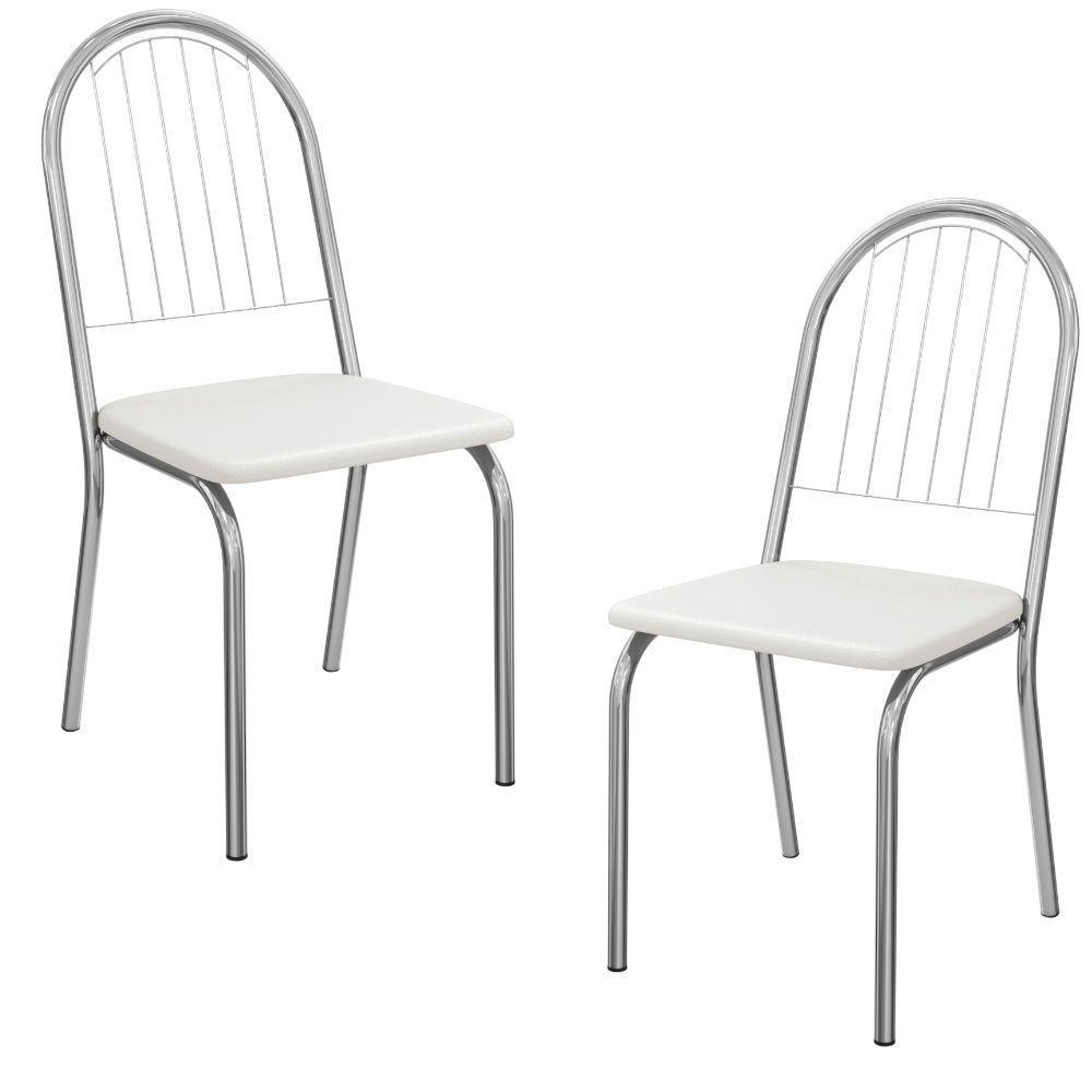 Kit 2 Cadeiras Cromada Sala Jantar 2C077CR Corino Kappesberg Branco - 1