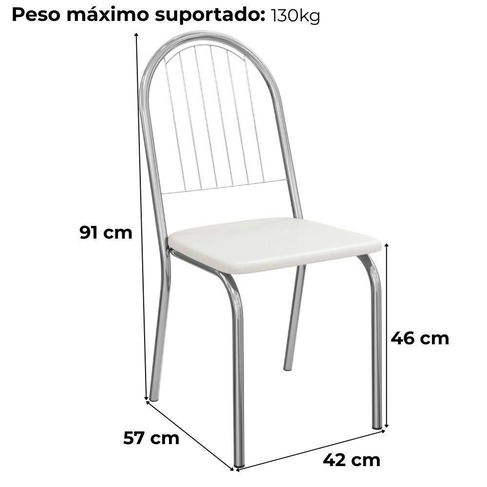 Kit 2 Cadeiras Cromada Sala Jantar 2C077CR Corino Kappesberg Branco - 3