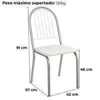 Kit 2 Cadeiras Cromada Sala Jantar 2C077CR Corino Kappesberg Branco - 3