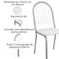 Kit 2 Cadeiras Cromada Sala Jantar 2C077CR Corino Kappesberg Branco