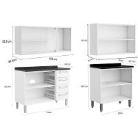 Cozinha Completa Evidence 4 Peças (2 Armários + 2 Balcões) C4P46 Branco/Preto - Bertolini - 3