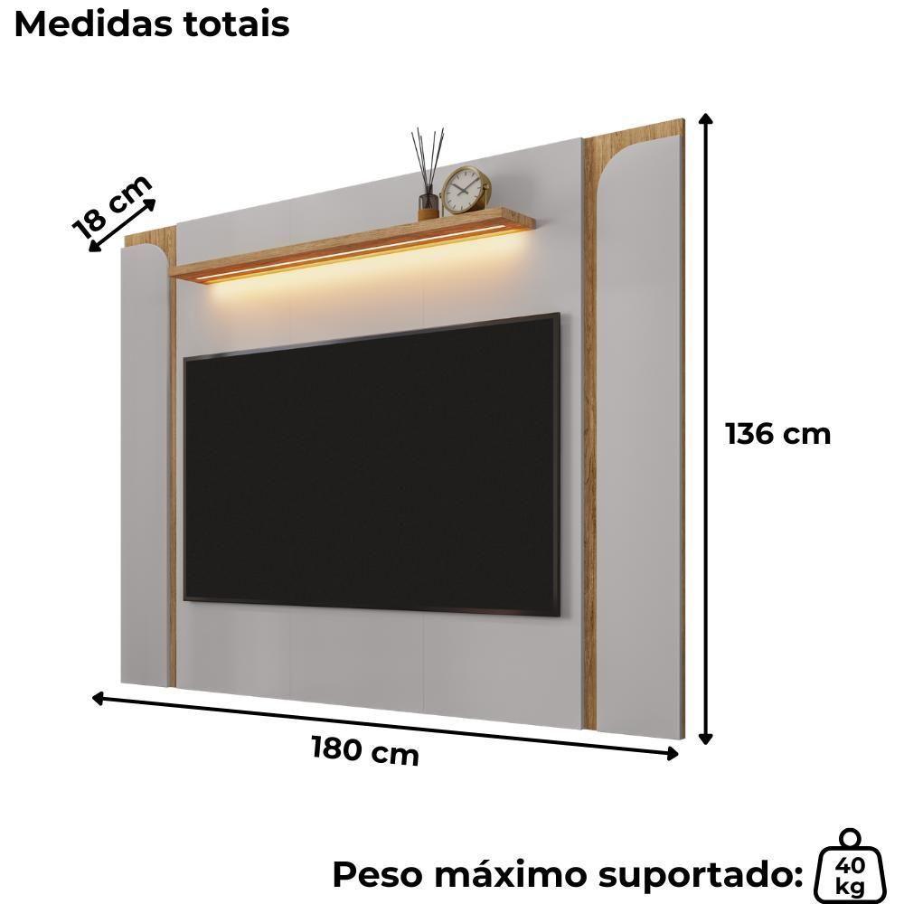 Painel Suspenso TV 75 Polegadas 180 Cm Maresias Bechara Off White Cinamomo - 3