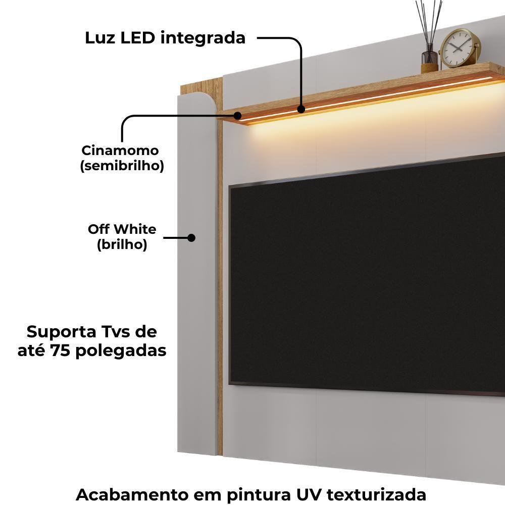 Painel Suspenso TV 75 Polegadas 180 Cm Maresias Bechara Off White Cinamomo - 5