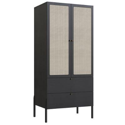 Guarda Roupa Solteiro Palhinha 28025 Pes Madeira 180x80 Cm Artesano Nero Preto
