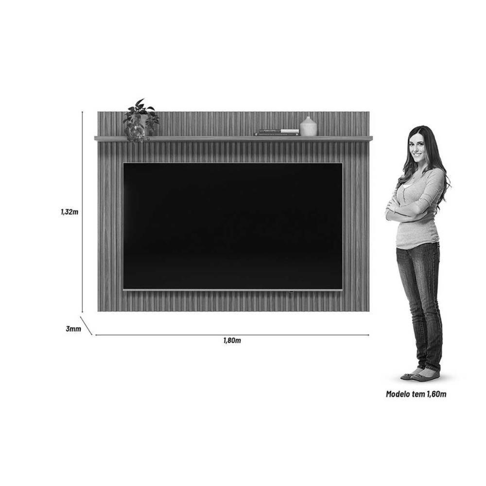 Painel Quarto P- Tv Até 75 Pol Genova C- 1 Prateleira 200x130cm Nature Fosco - Linea Brasil - 4
