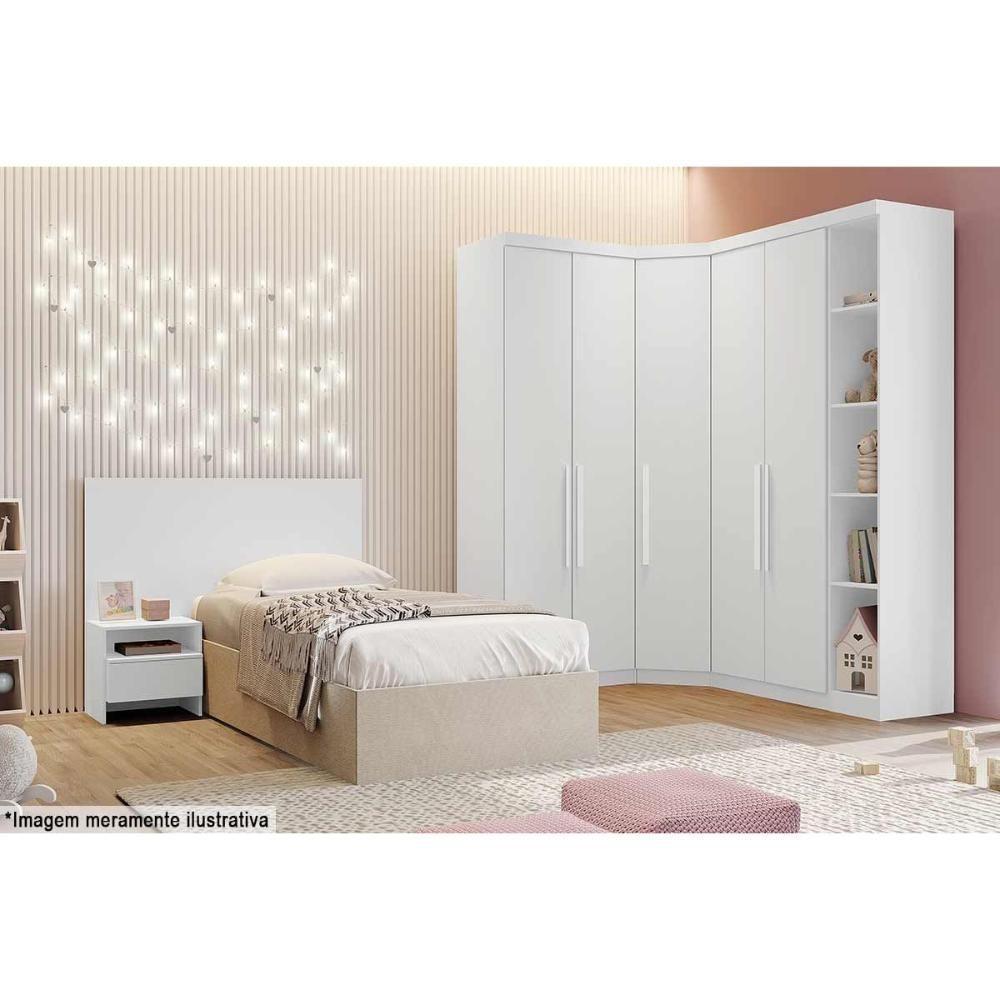 Módulo De Quarto Casal Guarda Roupa C- 2 Portas E 3 Gavetas Rizon-linea Neve - Novo Horizonte - 5