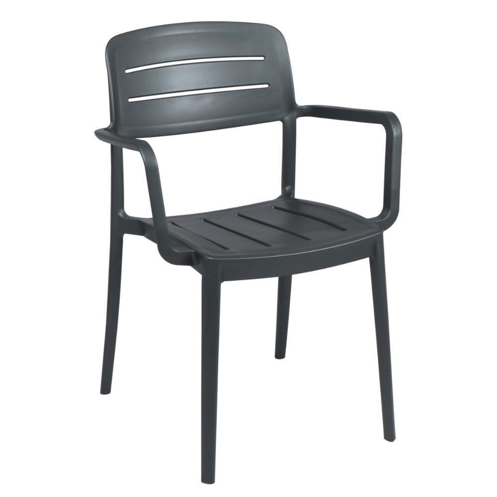 Cadeira Tramontina Amélia Em Polipropileno Grafite Com Braços - 3