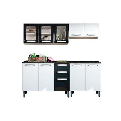 Cozinha Modulada Bertolini Evidence  4 Peças (2 Armários + 2 Balcões) C4P54 Branco/Preto