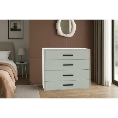 Cômoda De Quarto Valência C- 4 Gavetas Branco-verde - Politorno