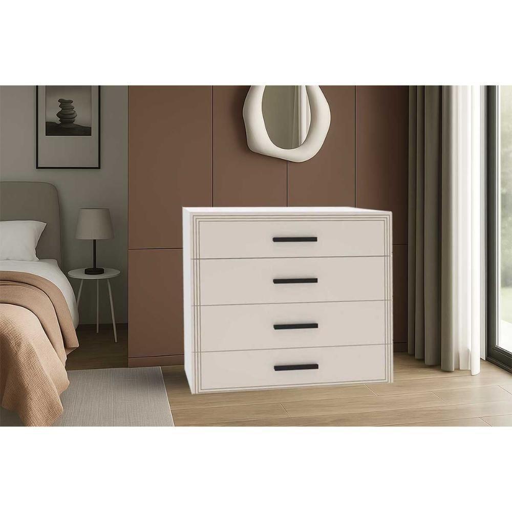 Cômoda De Quarto Valência C- 4 Gavetas Branco-creme - Politorno - 1