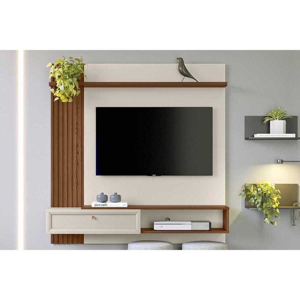 Painel Quarto P- Tv Até 55 Pol Alvorada C- 1 Porta E 1 Prateleira 200x130cm Freijó-off White - Linea Brasil - 1