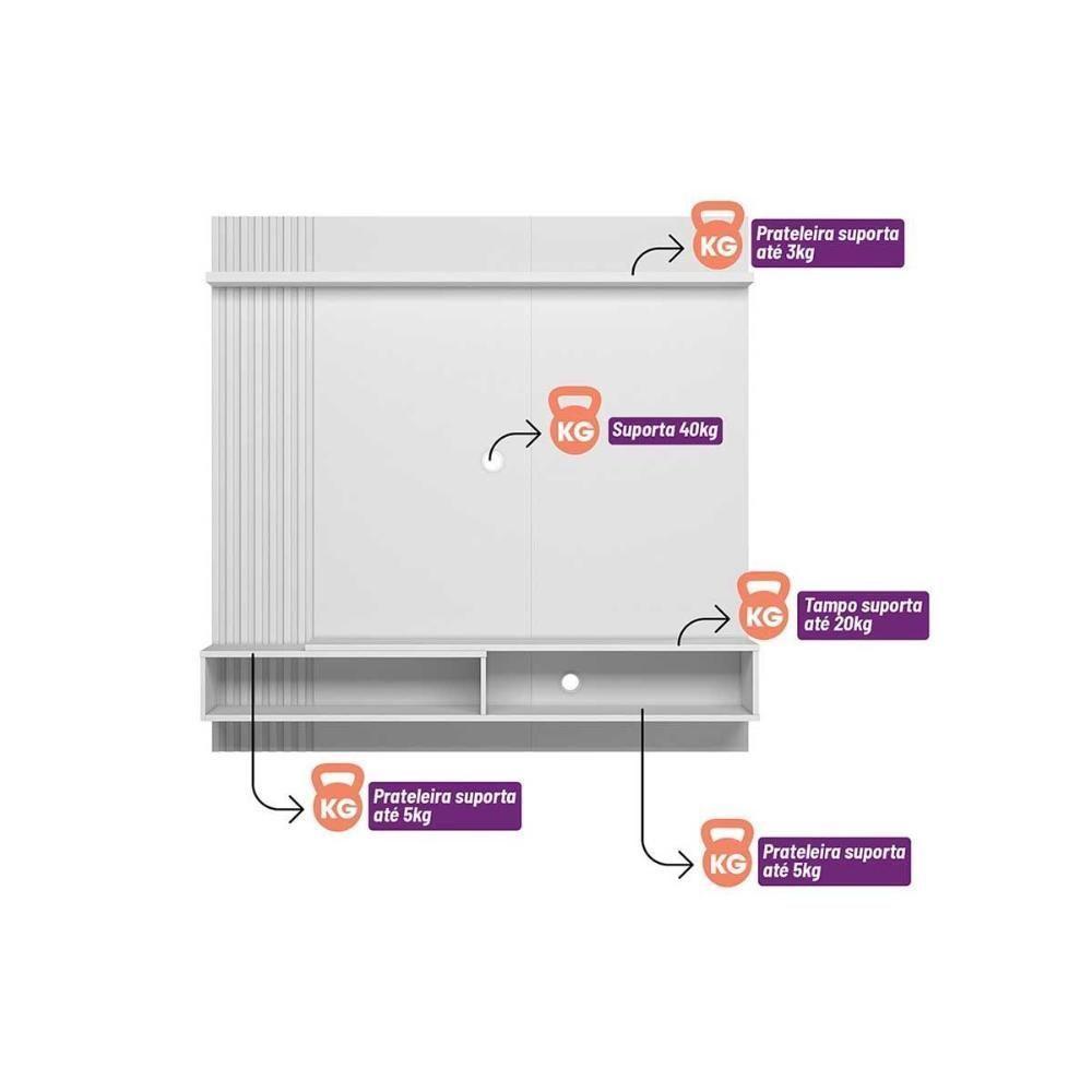 Painel Quarto P- Tv Até 55 Pol Alvorada C- 1 Porta E 1 Prateleira 200x130cm Freijó-off White - Linea Brasil - 3