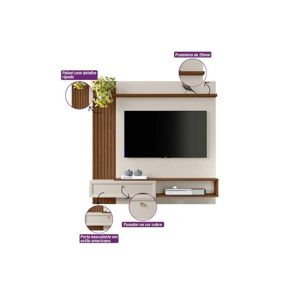 Painel Quarto P- Tv Até 55 Pol Alvorada C- 1 Porta E 1 Prateleira 200x130cm Freijó-off White - Linea Brasil - 4