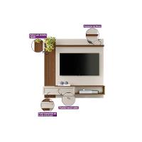 Painel Quarto P- Tv Até 55 Pol Alvorada C- 1 Porta E 1 Prateleira 200x130cm Freijó-off White - Linea Brasil