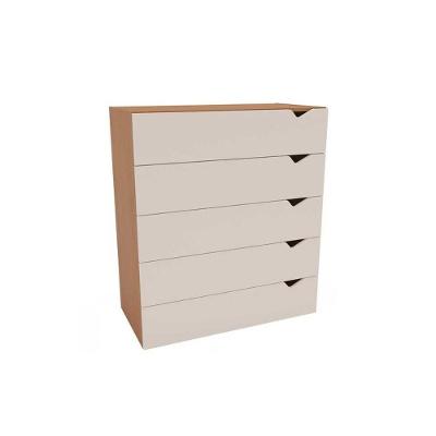 Cômoda de Quarto Porto 5 Gavetas MDF Fosco com Puxador MDF Creme Freijo