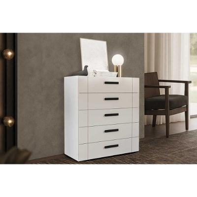 Cômoda Lisboa 5 Gavetas MDF com Puxador Plástico Branco-creme para Quarto